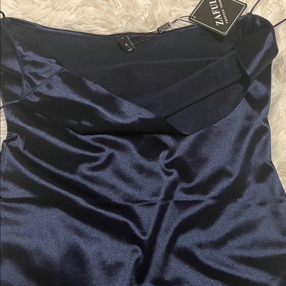Zaful Black Satin Mini Dress - Picture 4 of 8